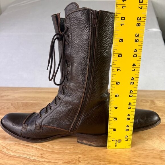 Charles David Regiment Zip & Lace Up Brown Military Combat Leather Boots Italy - Picture 12 of 15